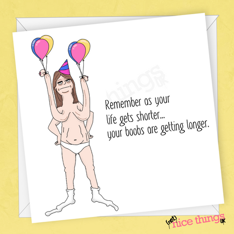 Long Old Boobs Birthday Card | Funny Birthday Card For Her