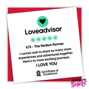 LoveAdvisor Valentines Card, Review Valentines Day Card, Funny Travelling Valentines card for Him for Her, Boyfriend, Husband, Girlfriend,