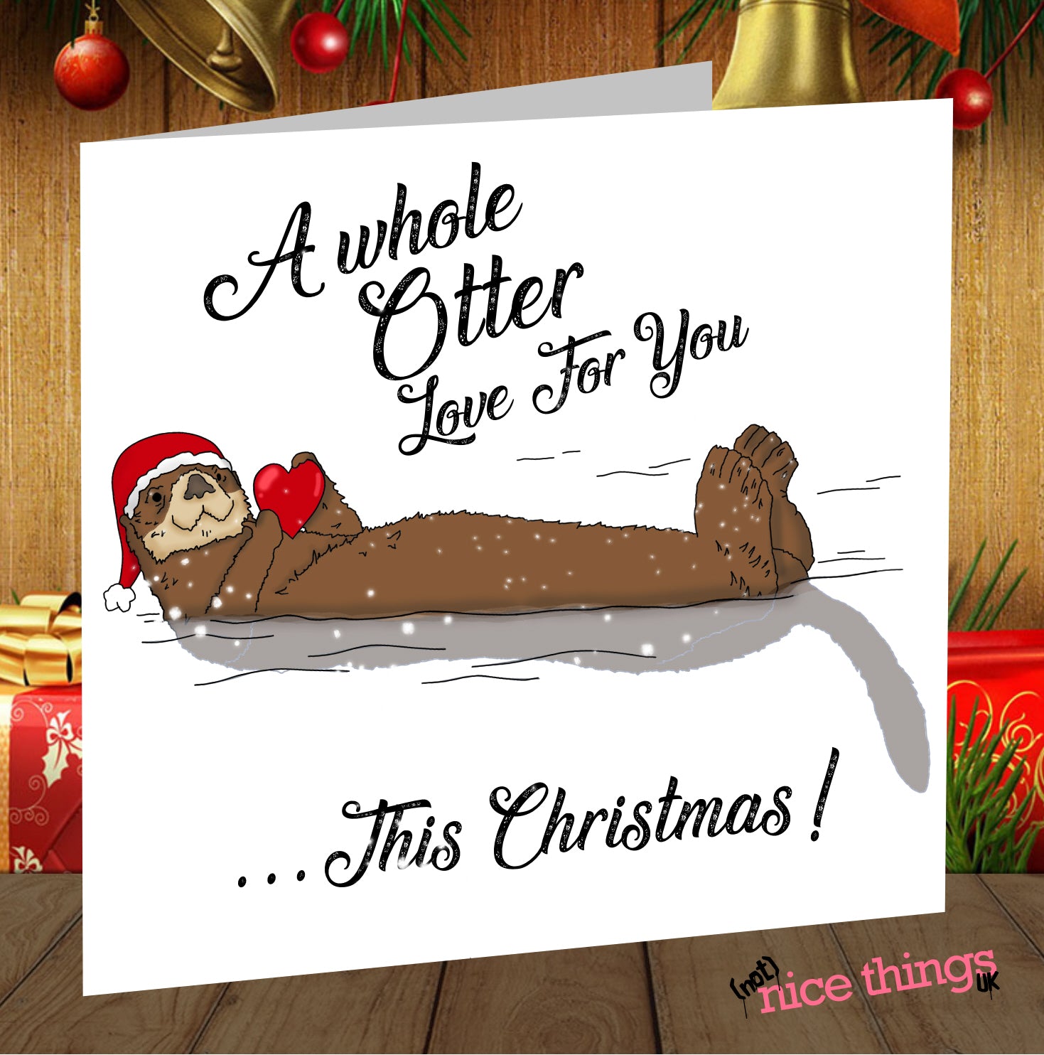 Otter Lover For you Funny Christmas Card, Cute Christmas Greetings Card, Cards For Her, Girlfriend, Wife