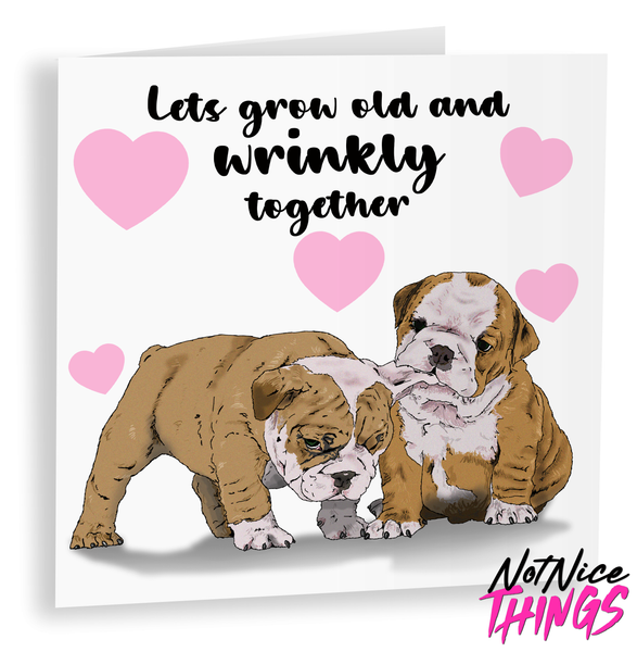 Old and Wrinkly Valentines Day Card, Bulldog Valentines Day Gift, Dog Valentines card for him, for her, Boyfriend, Personalised gift for him