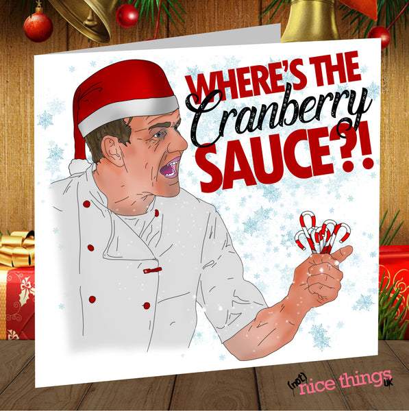 Gordon Ramsay Cranberry Sauce Funny Christmas Card, Chef Ramsay Christmas Greetings Cards for him, for her, Boyfriend, Girlfriend, Friend