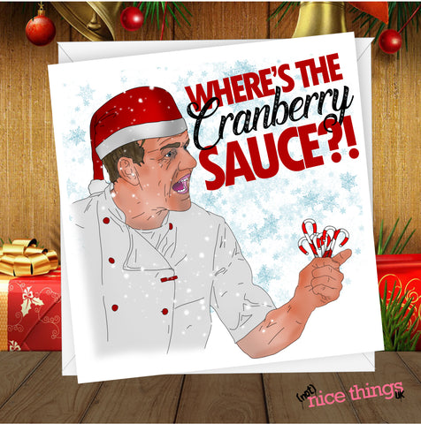 Gordon Ramsay Cranberry Sauce Funny Christmas Card, Chef Ramsay Christmas Greetings Cards for him, for her, Boyfriend, Girlfriend, Friend