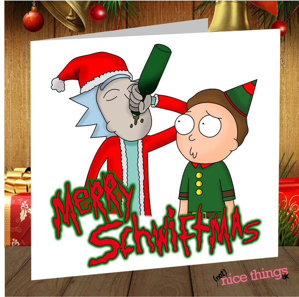Rick and Morty Funny Christmas Card, Schwiftmas Christmas Greetings Card for him, for her, Boyfriend, Girlfriend, Friend
