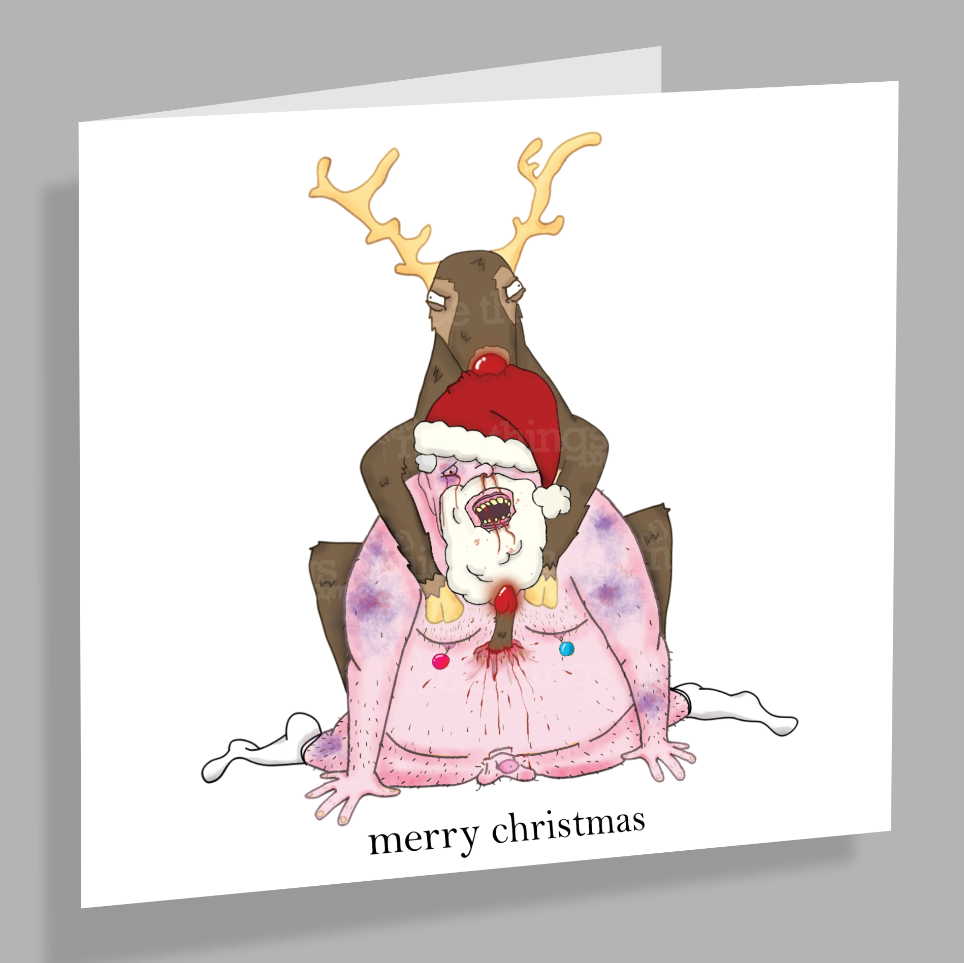 Not Nice Reindeer Conga- Rude, Funny Christmas Card  | Dirty Card | Cards for Friends | Fun gifts for him | Fun gifts for her | Joke cards