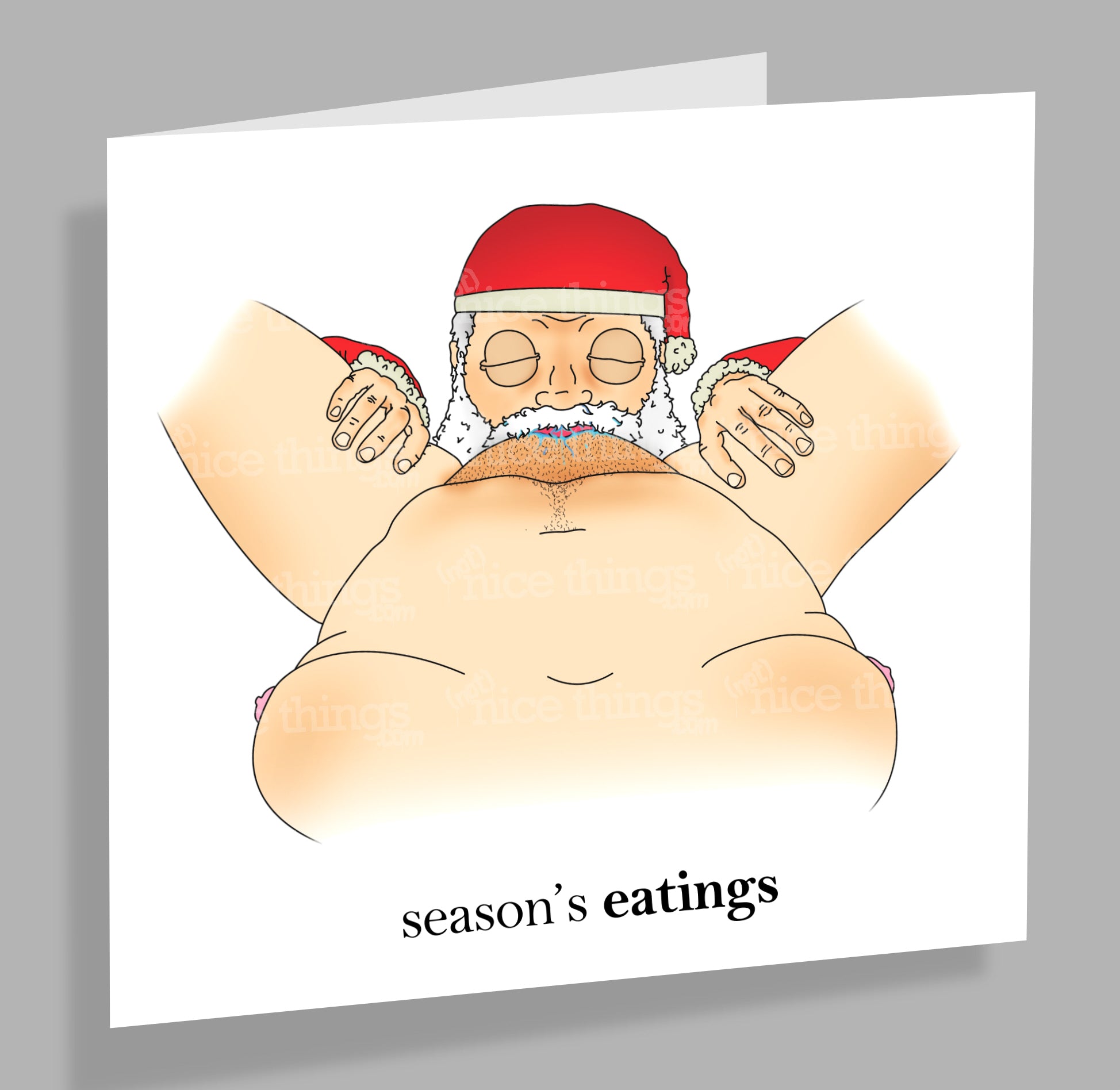 Not Nice Hungry Santa - Rude, Funny Christmas Card  | Dirty Card | Cards for Friends | Fun gifts for him | Fun gifts for her | Joke cards