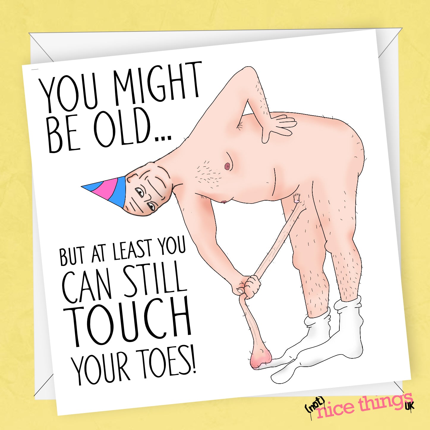 Touch Your Toes Funny Birthday Card, Funny Old Age Birthday Cards for Him, Greetings Card, for Dad, Boyfriend, Husband