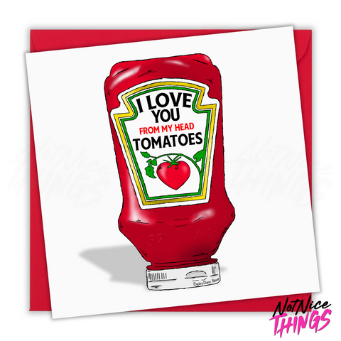 From My Head Tomatoes Valentines Card, Ketchup Valentines Day Card for Him, For Her, Vegan Valentines Cards, Vegan, Funny Valentines Gift