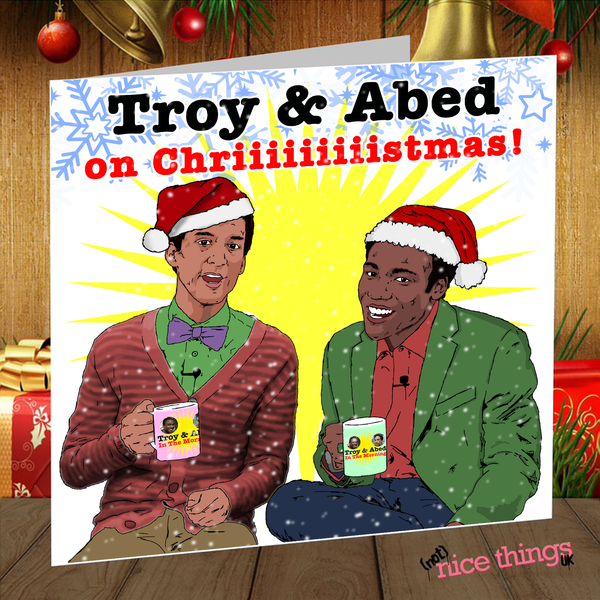 Troy and Abed Christmas Card, Community TV Show Card, Funny Community Card