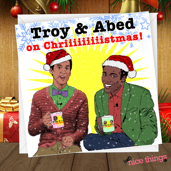 Troy and Abed Christmas Card, Community TV Show Card, Funny Community Card