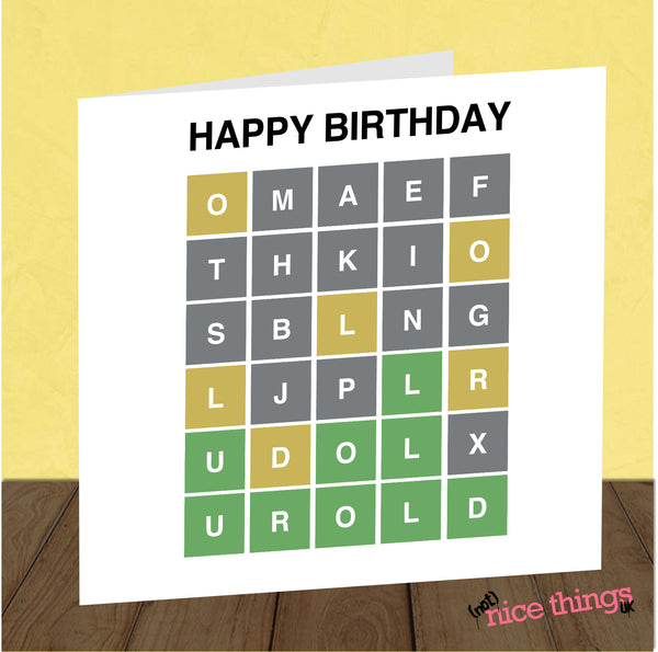 Wordle Birthday Card, Funny Card for Him, For Her, Card for 30th, for 40th, Gift for 30th, iPhone App, Tech, Game, Wordle Gift, Scrabble
