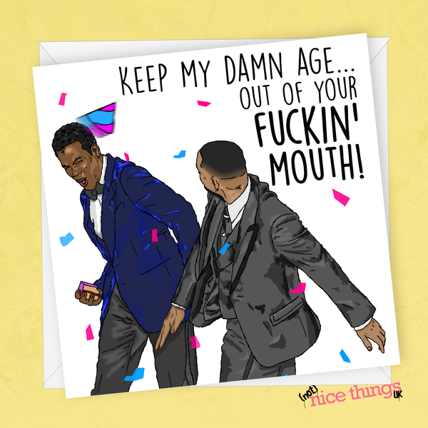 Will Smith Meme Funny Birthday Card, Chris Rock Meme Card, Oscars Meme Birthday Cards for Him, Will Smith Birthday, Birthday Card Meme, Him