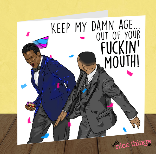 Will Smith Meme Funny Birthday Card, Chris Rock Meme Card, Oscars Meme Birthday Cards for Him, Will Smith Birthday, Birthday Card Meme, Him