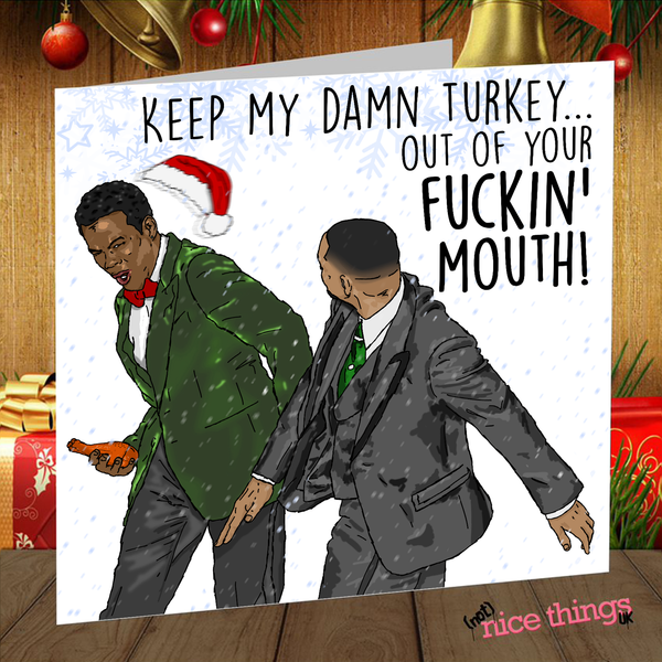 Will Smith Slap Funny Christmas Card, Chris Rock Meme Card, Oscars Meme Christmas Cards for Him, Will Smith Christmas, Christmas Card Meme,