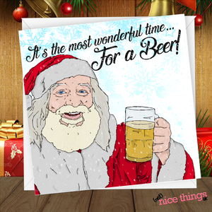 Time for a Beer Christmas Card, Funny Alcohol Christmas Card for Dad, Beer Christmas card, Dad Christmas Gift, Beer Christmas