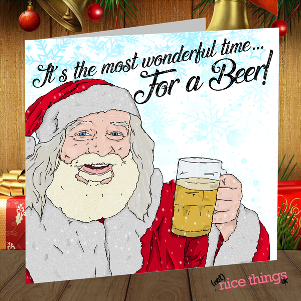 Time for a Beer Christmas Card, Funny Alcohol Christmas Card for Dad, Beer Christmas card, Dad Christmas Gift, Beer Christmas