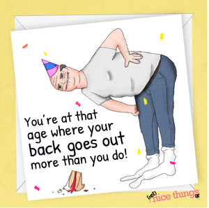 Back Goes Out More Than You, Funny Birthday Card for Him, Cards for Men, Funny card for Dad, Birthday Cards for Husband, Brother, Boyfriend