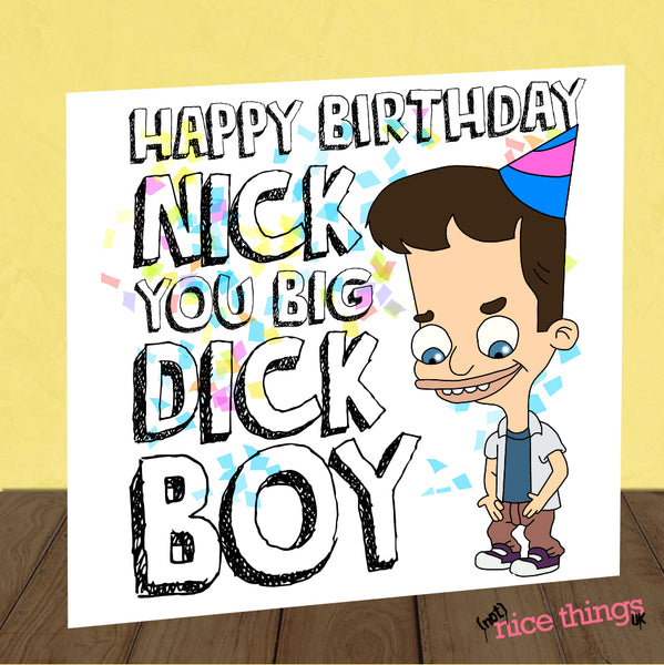 Personalised Big Mouth Funny Birthday Card, For Him, Boyfriend, Husband, Rude Birthday Card, Dick, Netflix