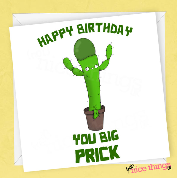 Rude Funny Cactus Birthday Card | Naughty Birthday Card