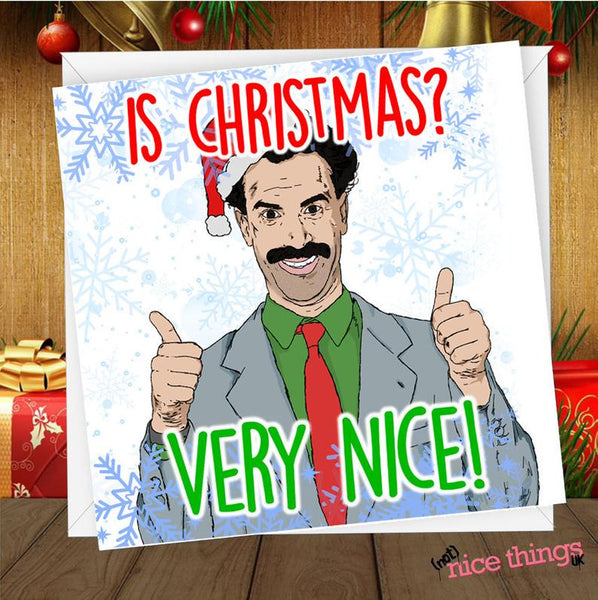 Borat Funny Christmas Card, Sacha Baron Cohen Rude Christmas Card, Funny Christmas Greeting Card for Him, Boyfriend, Her, Son, Friend