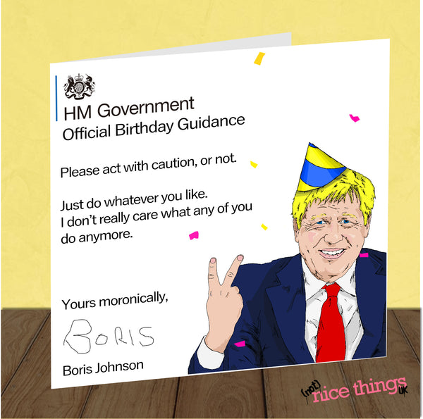 Boris Johnson Funny Birthday Card, Covid 19 Birthday Card, Card for Him, For her, Rude birthday card, Virus, UK Government, Lockdown