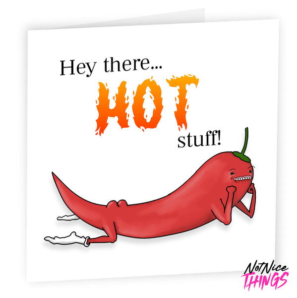 Spicy Hot Valentines Card, Funny Cards for Boyfriend, Girlfriend, Chilli Lover, Hot Stuff, Cute Anniversary Card, Rude Card. Vegan Food, Bum