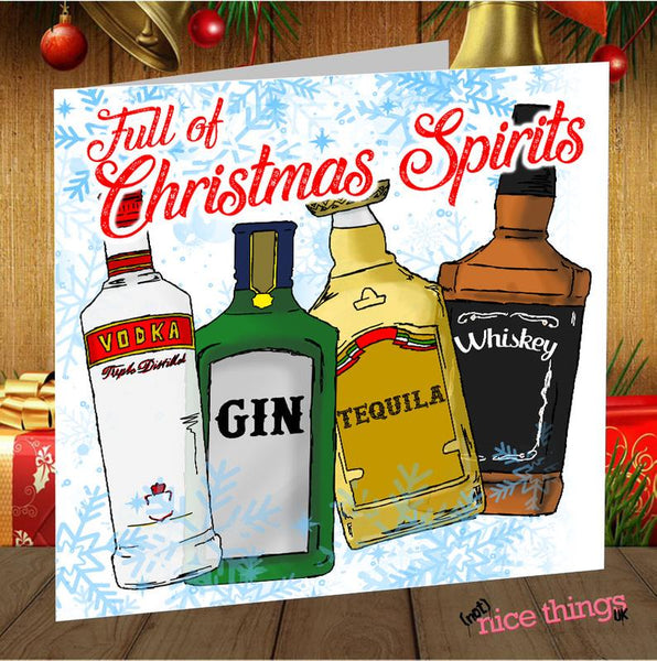 Alcohol Christmas Spirits, Funny Christmas Card, Rude Christmas Cards, Lockdown Christmas Cards for Him, For Her, Cards for Dad, For Mum