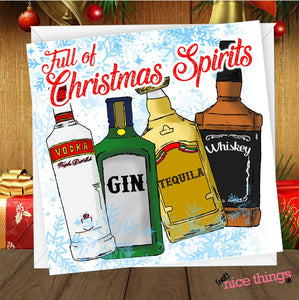 Alcohol Christmas Spirits, Funny Christmas Card, Rude Christmas Cards, Lockdown Christmas Cards for Him, For Her, Cards for Dad, For Mum