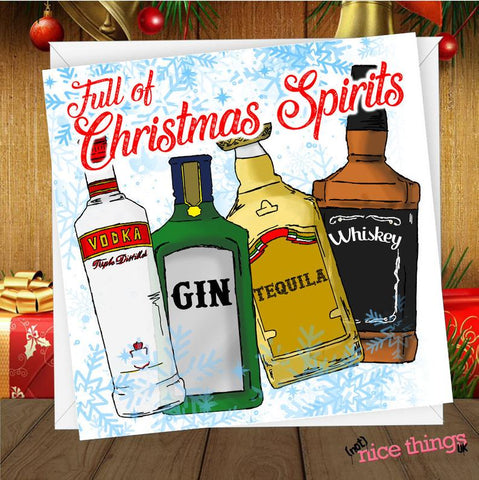Alcohol Christmas Spirits, Funny Christmas Card, Rude Christmas Cards, Lockdown Christmas Cards for Him, For Her, Cards for Dad, For Mum