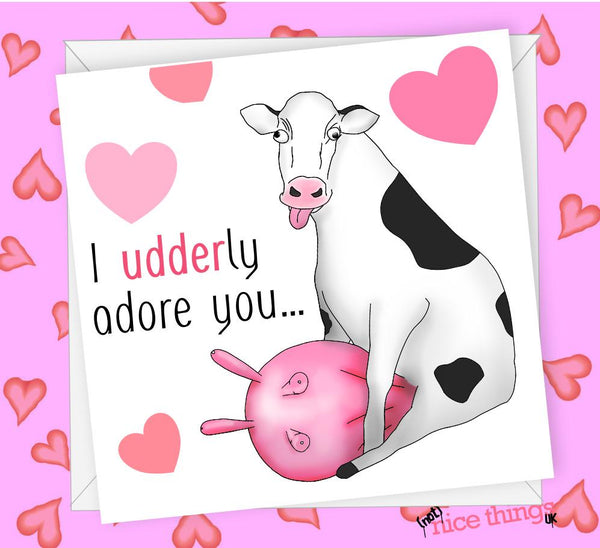 Funny Cow Valentines Day Card, Animal Valentines Card, Valentine's Card for boyfriend, for girlfriend, Fiance, Husband, Wife