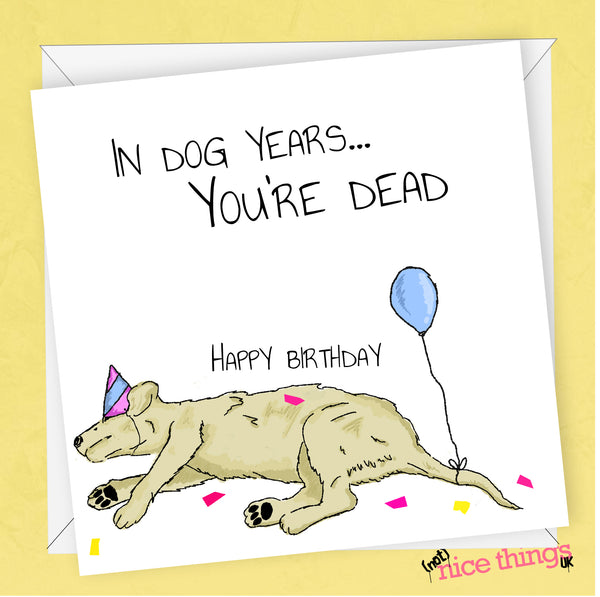 Dog Years Birthday Card, Old Age Funny Birthday Card, Dog Card, 30th, 40th, 50th, 60th, Card for Dad, Mum, Him, Her