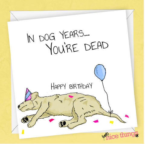 Dog Years Birthday Card, Old Age Funny Birthday Card, Dog Card, 30th, 40th, 50th, 60th, Card for Dad, Mum, Him, Her