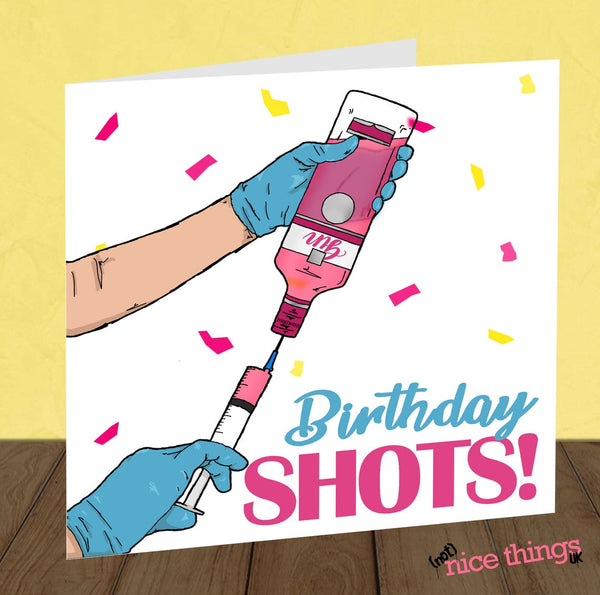 Funny Pink Gin Vaccine Birthday Card, Funny Birthday Cards for Sister, 21st. 30th, 18th, 40th, 50th Cards for Her, Best friend, Auntie, Mum