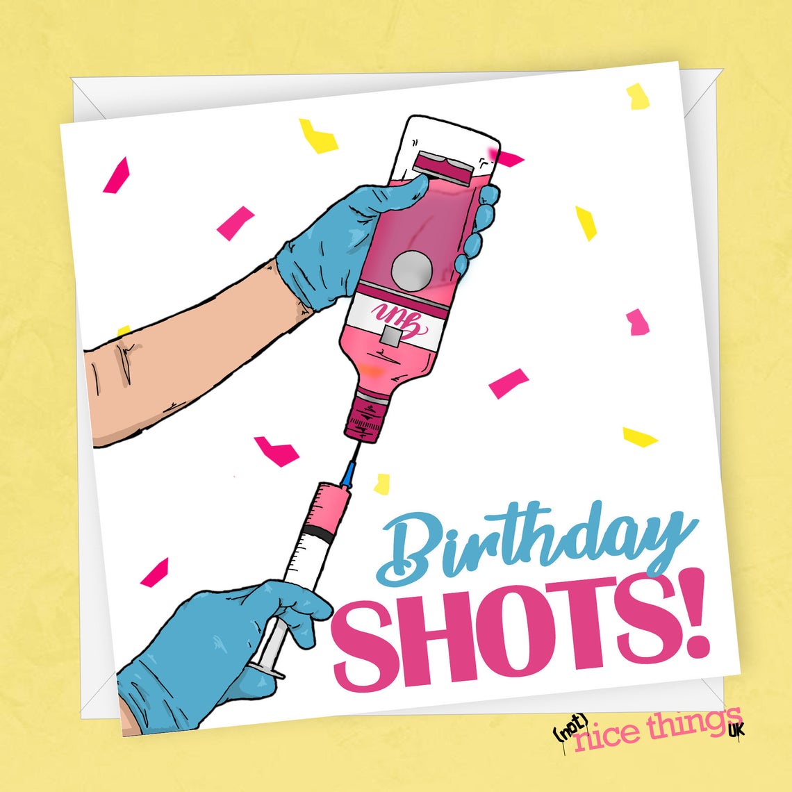 Funny Pink Gin Vaccine Birthday Card, Funny Birthday Cards for Sister, 21st. 30th, 18th, 40th, 50th Cards for Her, Best friend, Auntie, Mum