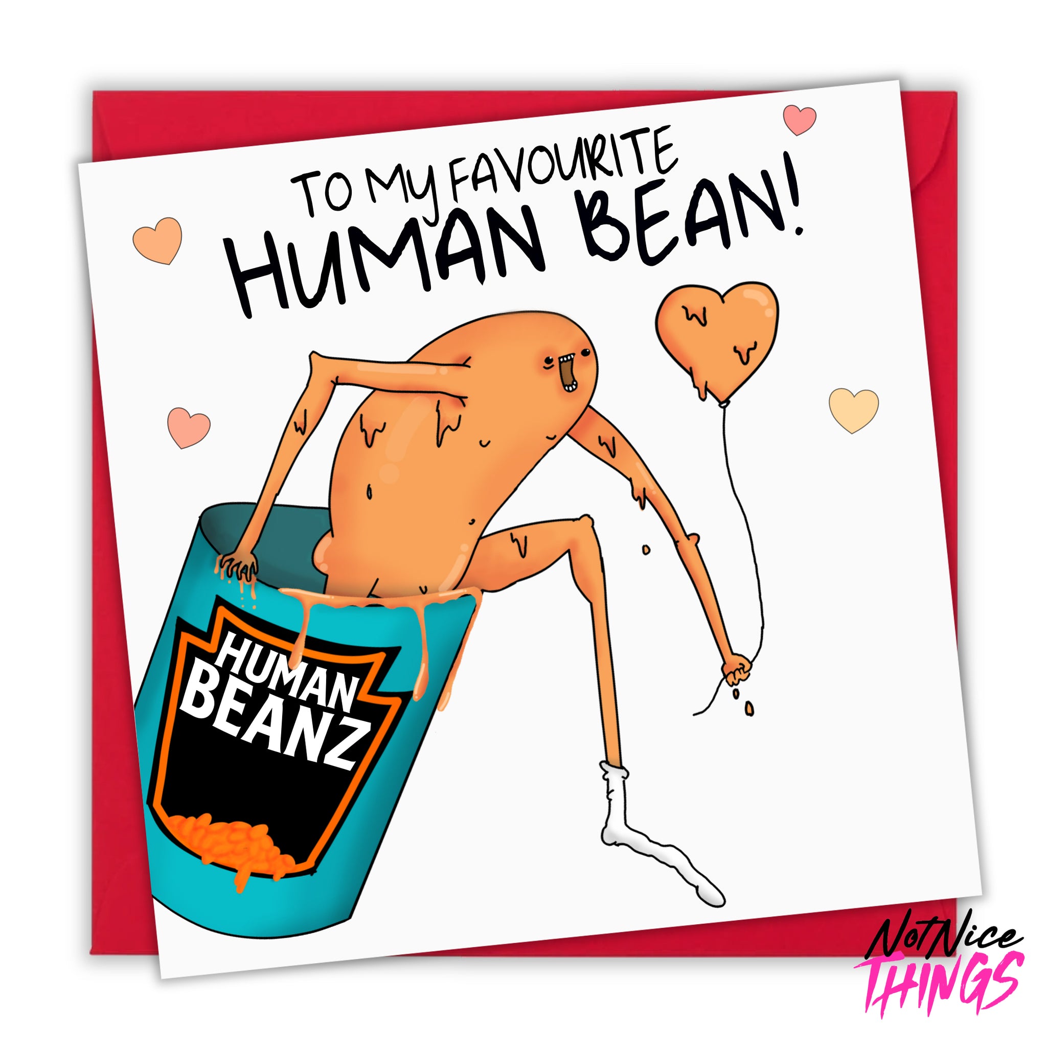 Human Bean Anniversary Card, Funny Valentine's Card for Boyfriend, Girlfriend, Husband, Wife, Weird Cards, Favourite Human Bean, Vegan