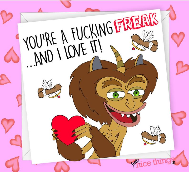 Big Mouth Funny Valentines Day Card, Maury Hormone Monster, Rude Valentine's Cards for girlfriend, for boyfriend, For him, For her