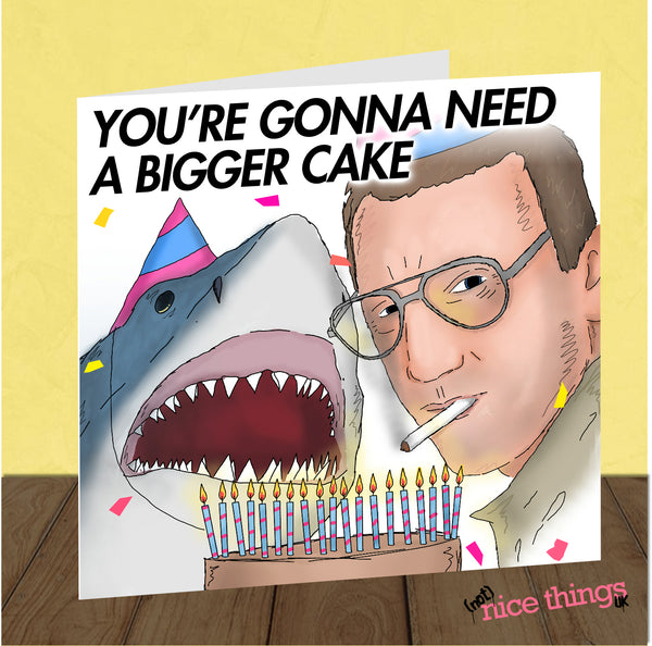 Funny Jaws themed Birthday card, Cards for Him, For Her, Sharks, Old Age