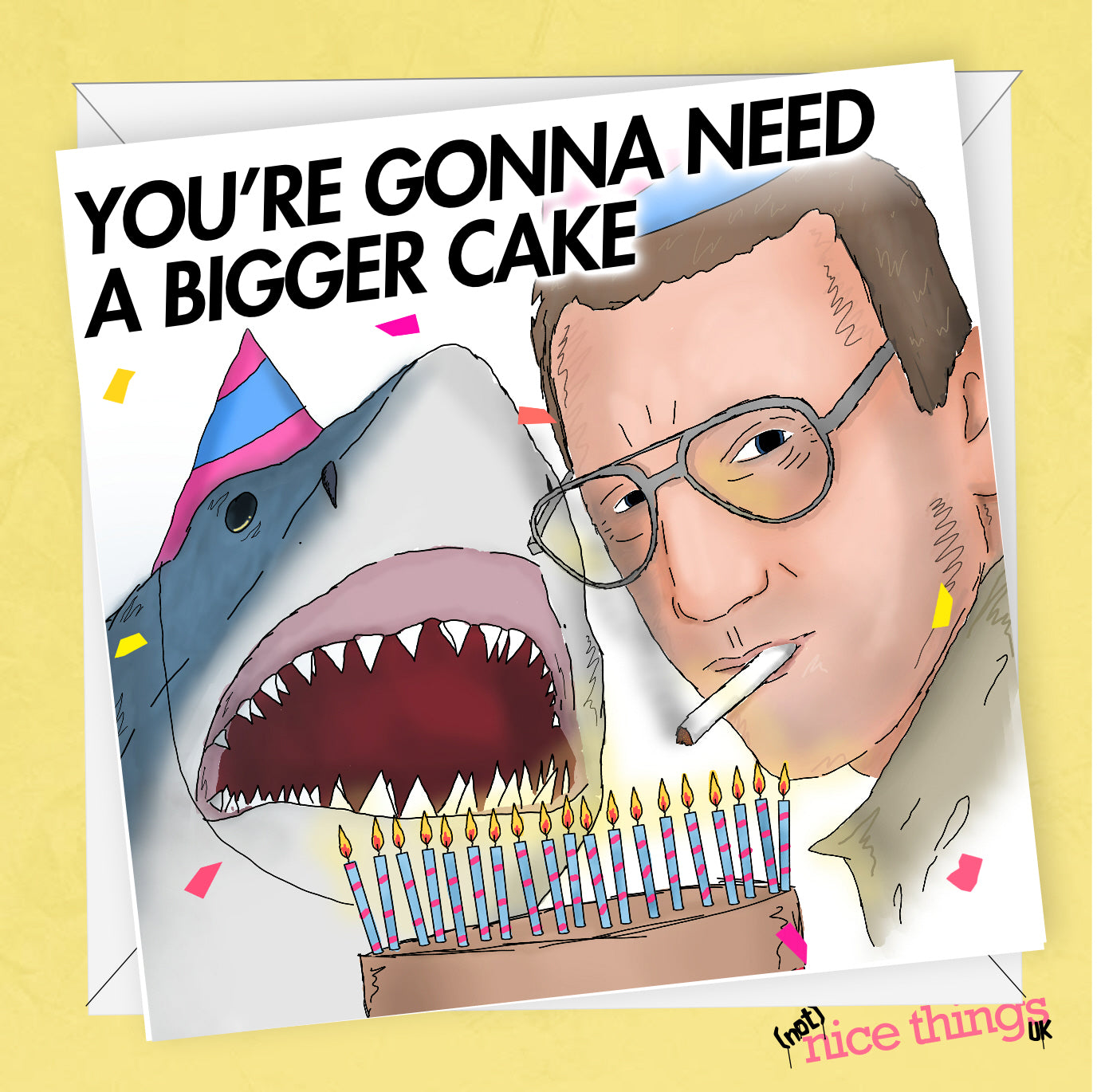 Funny Jaws themed Birthday card, Cards for Him, For Her, Sharks, Old Age