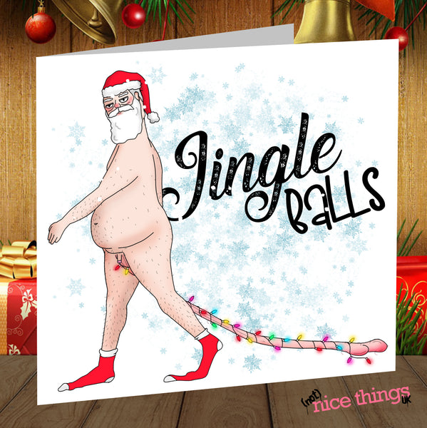Jingle Balls Funny Christmas Card, Rude Christmas Cards for Him, Funny Christmas card for Dad, For Boyfriend, For Husband