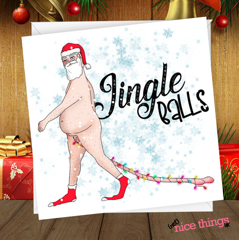 Jingle Balls Funny Christmas Card, Rude Christmas Cards for Him, Funny Christmas card for Dad, For Boyfriend, For Husband