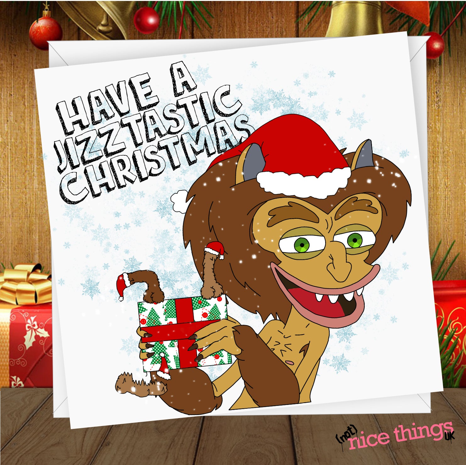 Hormone Monster Funny Christmas Card, Big Mouth Rude Christmas Card, Big Mouth Cards For Him, For Her, For Boyfriend, Girlfriend, Dad