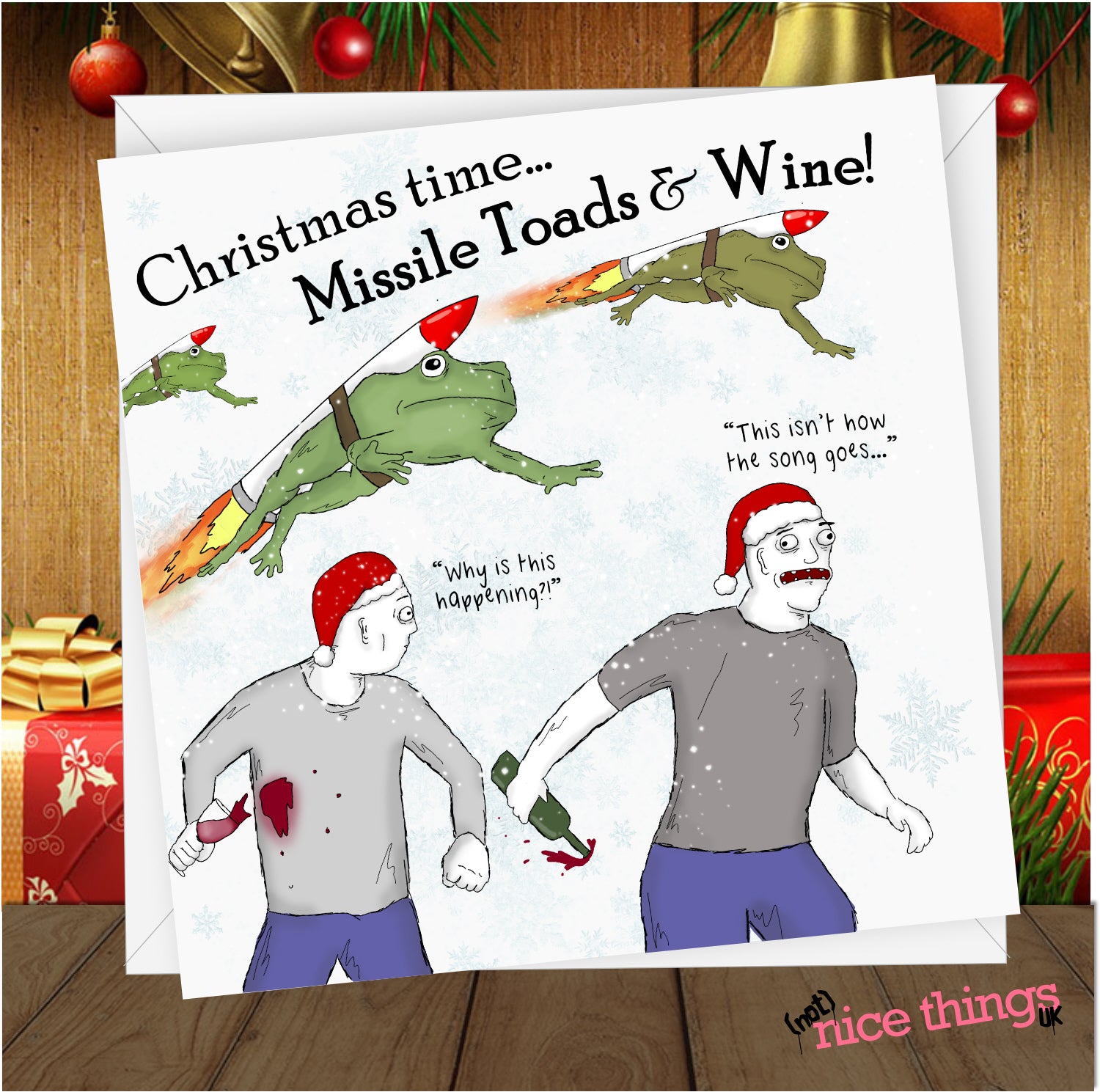 Missile Toads and Wine, Funny Christmas Card, Christmas Cards for Dad, For Him, For Her, Brother, best Friend, Weird Card, Rude Cards