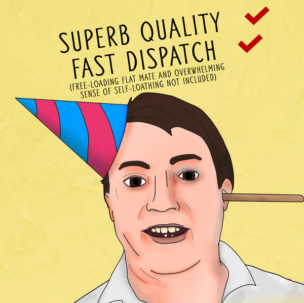 Funny Peep show birthday card, mark corrigan quote, peep show funny birthday card