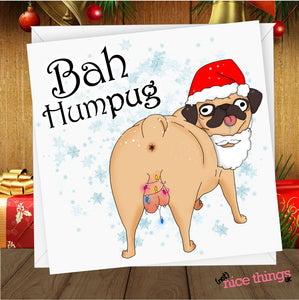 Pug Funny Christmas Card, Dog Christmas Cards for Her, For Him, Rude Christmas Cards, Girlfriend, Boyfriend, Mum, Dad