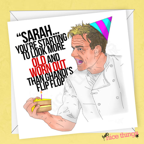 funny Gordon Ramsay birthday card, rude birthday card, personalised birthday, offensive greetings card, horrible bday card, rude birthday card, horrible cards, funny greetings card, customizable birthday card, alternative greetings card, alternative birthday card, personalised custom card, Adult birthday card