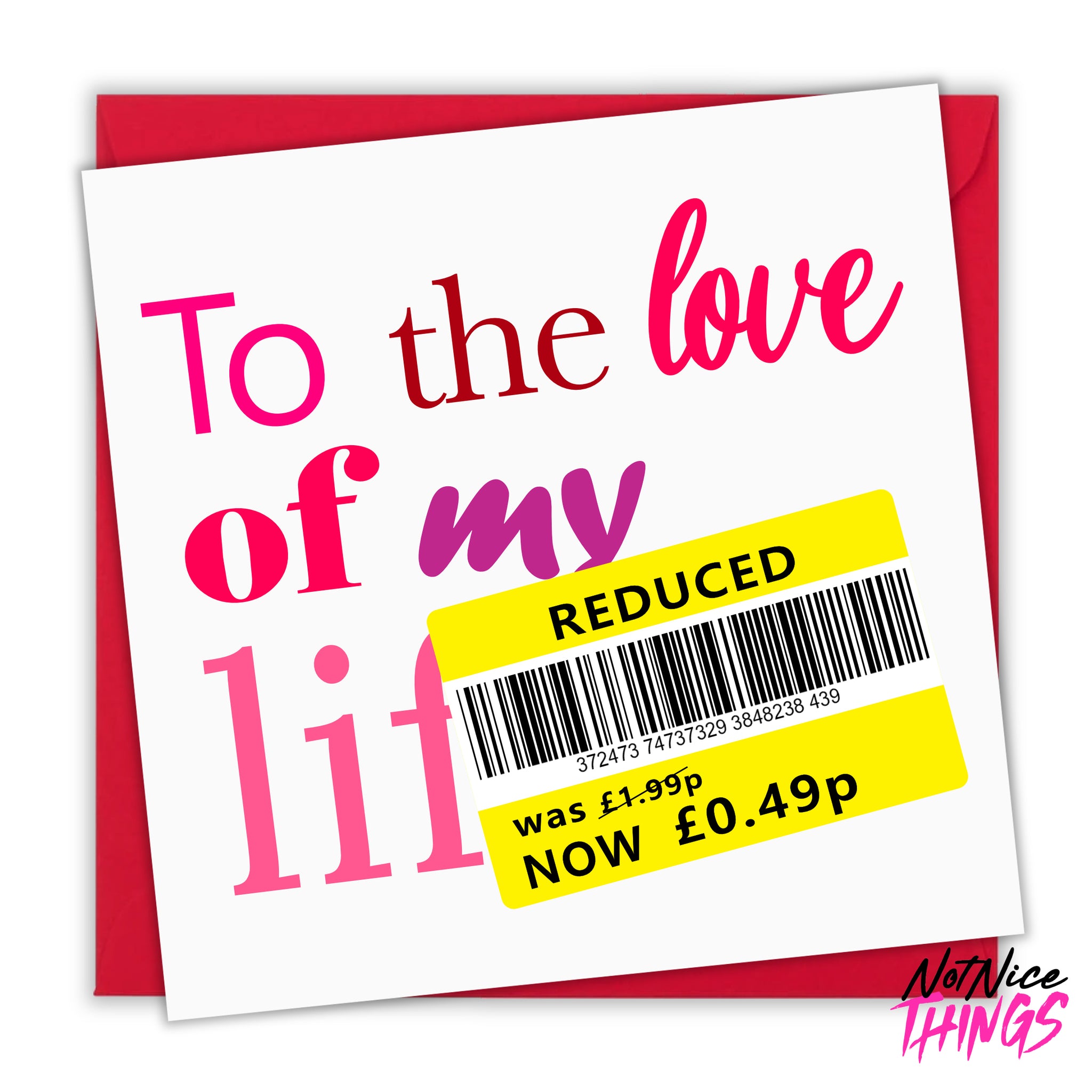 Funny Reduced Sticker Valentine's Card, Cheap, Rude Anniversary Card for Him, For Her, Bargain Hunter, Cheeky Valentine Card for Husband, for Wife  Inside left blank