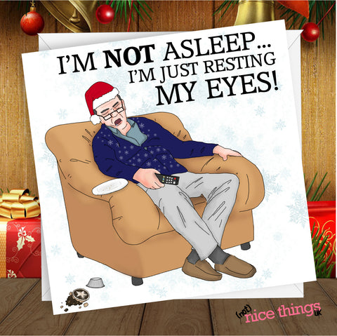 Just Resting My Eyes Funny Christmas Card, Christmas Cards for Him, Funny Christmas Card for Dad, For Husband, Cards for Men