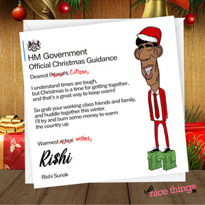 Rishi Sunak Funny Christmas Card, Funny Card for Mum, Dad, Political Christmas Card, Tories Labour, Boris Johnson, Funny Cards