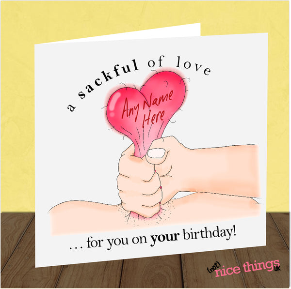 Personalised 'Love Sack' Birthday Card | Funny Birthday Card, Boyfriend, Girlfriend
