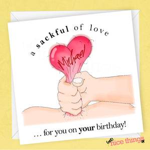 Personalised 'Love Sack' Birthday Card | Funny Birthday Card, Boyfriend, Girlfriend