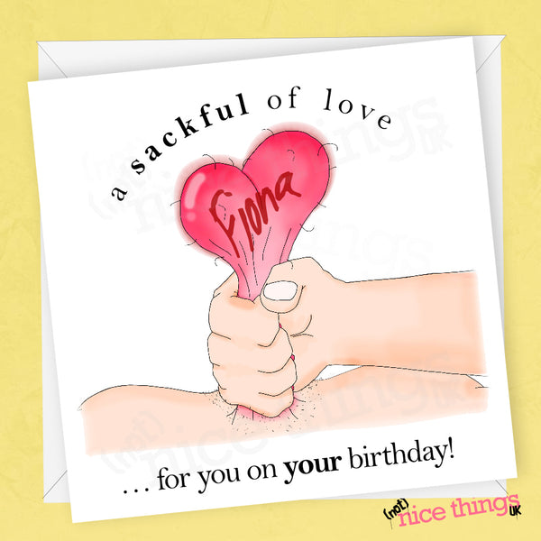 Personalised 'Love Sack' Birthday Card | Funny Birthday Card, Boyfriend, Girlfriend